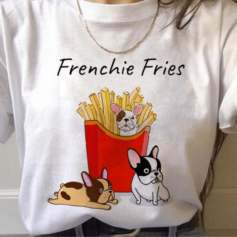 French Bulldog T-shirt for ladies - frenchie fries