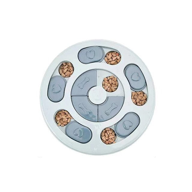 puzzle dog bowl - blue circle
