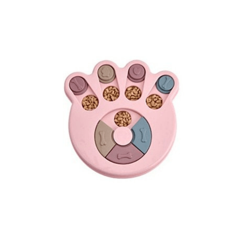 puzzle dog bowl - pink paw