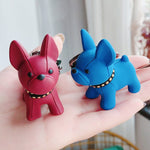 Load image into Gallery viewer, french bulldog keychain leather - blue

