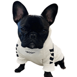 Load image into Gallery viewer, french bulldog hoodie - woof white
