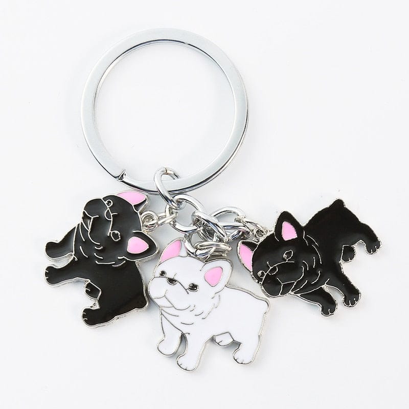 Color Changing Cartoon French Bulldog Keychain - Cute Starry Sky Bulldog  Key Ring For School Bags And Cars - Temu
