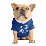 Load image into Gallery viewer,  french bulldog t shirt - cute but psycho blue
