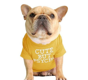  french bulldog t shirt - cute but psycho yellow