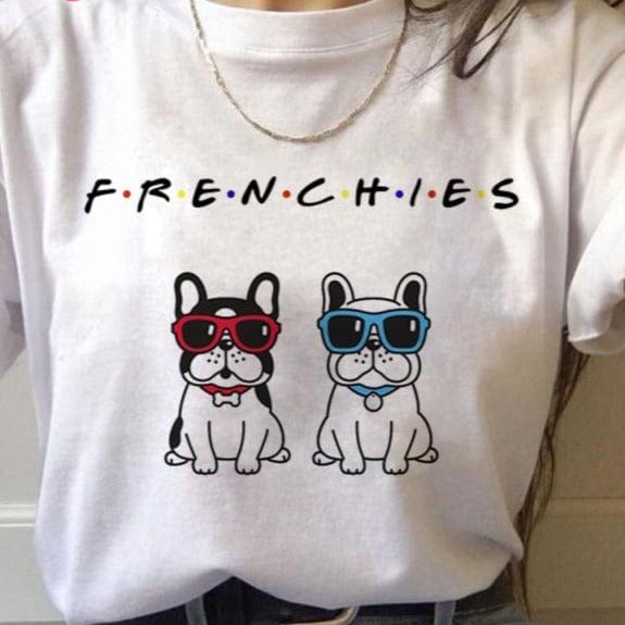 French Bulldog T-shirt for ladies - Frenchies with sunglasses