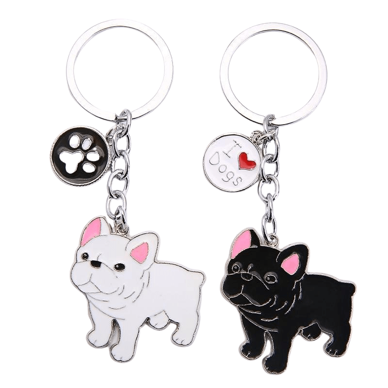 Frenchie Face Mini Keychain / Black & White Pied – French Bulldog Love