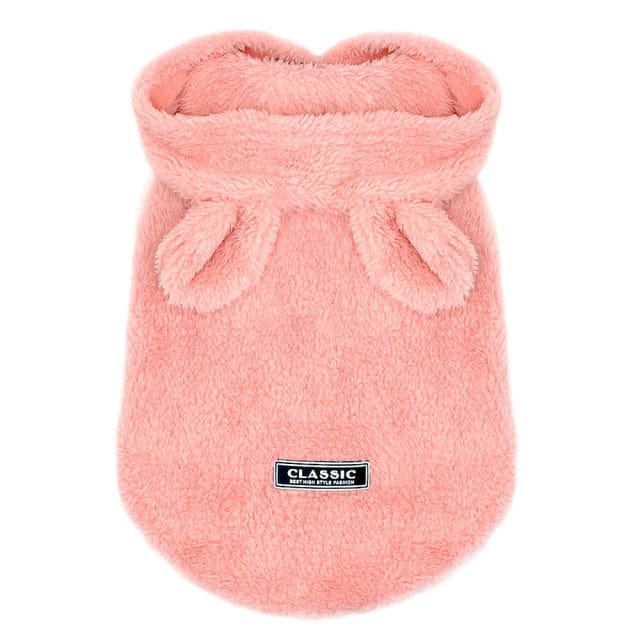 frenchie hoodie - fuzzy bunny pink