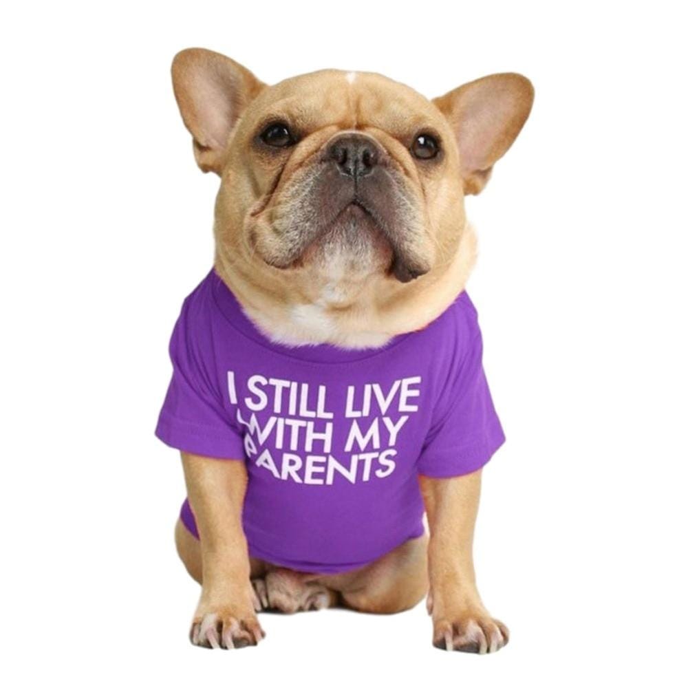french bulldog t shirt - I still live with my parents purple