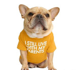 Load image into Gallery viewer, french bulldog t shirt - I still live with my parents yellow
