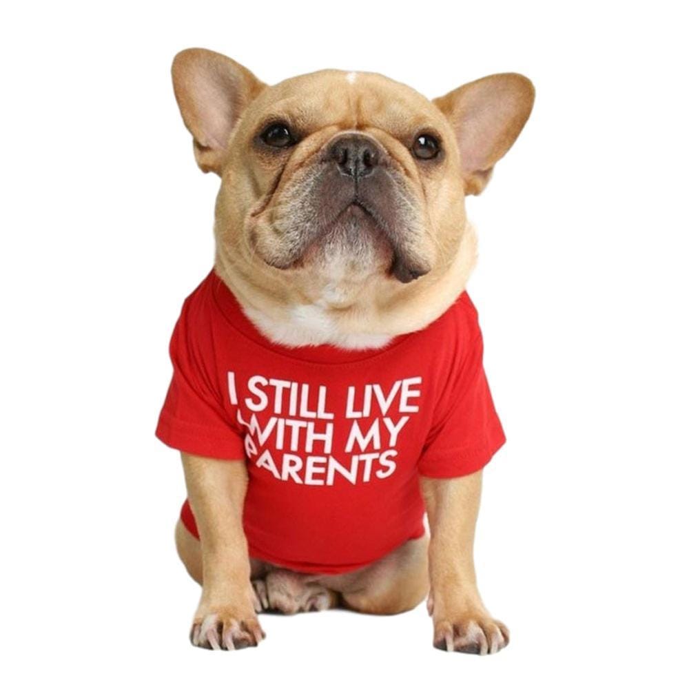 french bulldog t shirt - I still live with my parents red