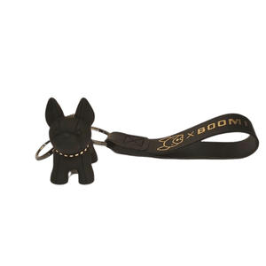 leather french bulldog keychain