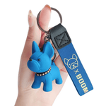 Load image into Gallery viewer, french bulldog keychain leather - blue
