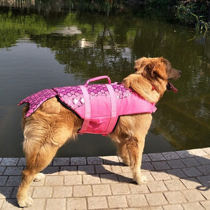 pink mermaid dog life jacket