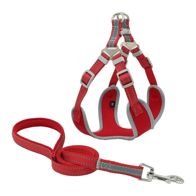 reflective mesh dog harness - red