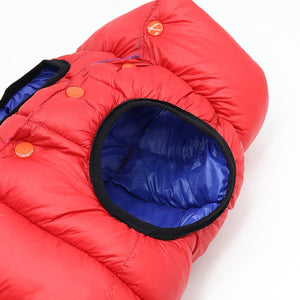 puffer dog jacket - reversible blue and red